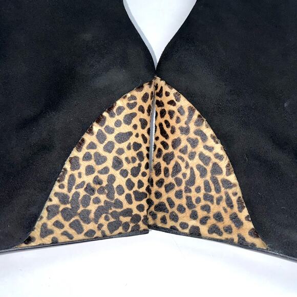 Giuseppe Zanotti Black Suede Animal Print Hide Cindy Wedge Heeled Boots Size 9.5 - Picture 9 of 16